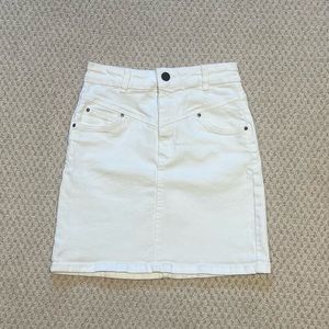bershka white denim mini skirt